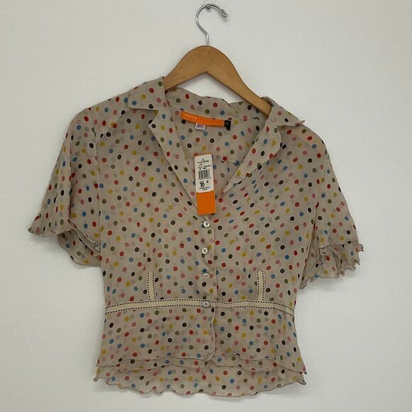 Cynthia Steffe Womens Polka Dot Sheer Chiffon Blouse Size M Multicolor - Picture 1 of 6